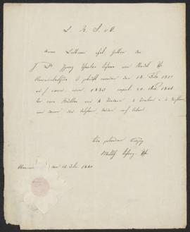 Totenschein von Anna Scherr-Lattmann, Oberwinterthur 31. Juli 1840