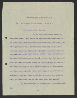 Walter Guyer an Theodor Wiget, Rorschach, 17. November 1932
