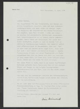 Heinrich Roth an Walter Guyer, Rorschach, 3. Juni 1978