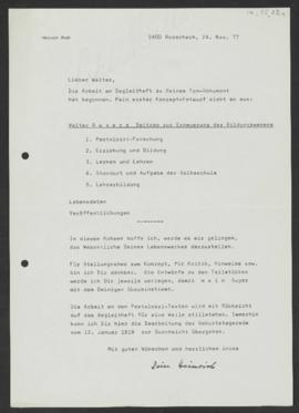 Heinrich Roth an Walter Guyer, Rorschach, 24. November 1977