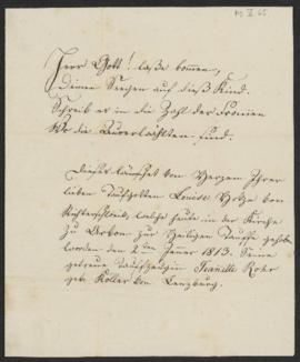 Taufspruch von Jeannette Rohr-Koller für Louise Hotze, 2. Januar 1813