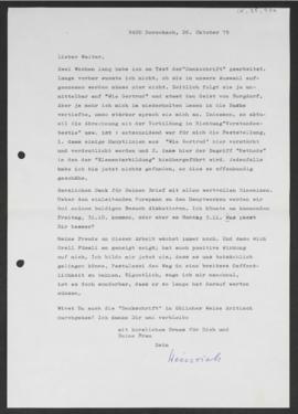 Heinrich Roth an Walter Guyer, Rorschach, 26. Oktober 1975