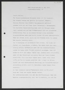 Heinrich Roth an Walter Guyer, Rorschach, 5. Mai 1975