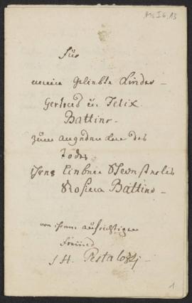 Pestalozzi an Gertrud und Felix Battier, 1783