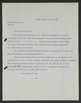 Walter Guyer an Willibald Klinke, Rorschach, 11. Februar 1933