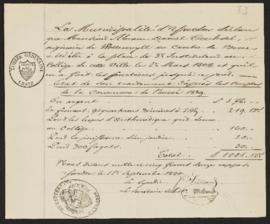 Besoldungsabrechnung der Munizipalität Yverdon für Abram Trachsel, 11. September 1840