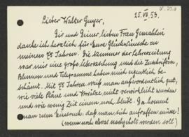 Hans Stettbacher an Walter Guyer, Zürich, 25. Juli 1953