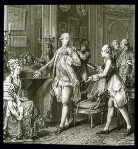 Tracht des französischen Rokoko [1750]: Grande Toilette, von Moreau le Jeune