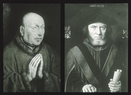 Jan van Eyck: Männl. Bildnis vom Genter Altar; Barthel Bruyn[?]: Männl. Bildnis (1525), Berlin, D...