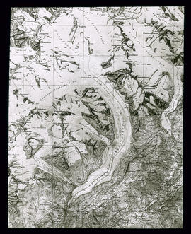 Karte des Aletschgletscher nebst Einzugsgebiet