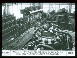 Messen des Druckverlaufs (Indizieren) in den Zylindern eines 6000-PSe-Sulzer-Zweitakt-Schiffsdies...