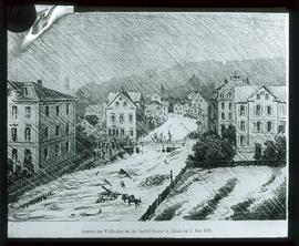 Hornbach: Seefeldstrasse 1878, Austritt des Wildbaches bei der Seefeld-Strasse in Zürich am 3. Ju...