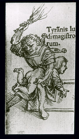 Illustration zu Erasmus "Lob der Narrheit": Ein Schülermeister, [Hans] Holbein der Jüngere