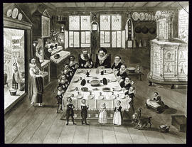 Zürcher Familie beim Tischgebet, sog. "Tischzucht", a. 1643, Zürich, Kunstgesellschaft