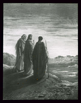 Jesus und die Jünger auf dem Weg nach Emmaus
