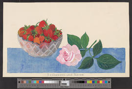 Erdbeeren und Rose