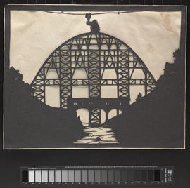 Das Gerüst der neuen Hundwilertobelbrücke das am 6. Juni 1924 fertig erstellt worden ist