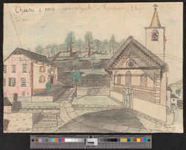 Chiesa e casa parrochhiale. Menzonio. V. Maggia/[Kirche und Gemeindehaus. Menzonio. Maggiatal]