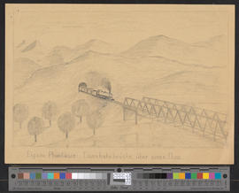 Eigene Phantasie: Eisenbahnbrücke über einen Fluss