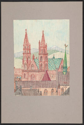 Münster und Barfüsserkirche. Aus unserer Wohnung nach der Natur gezeichnet