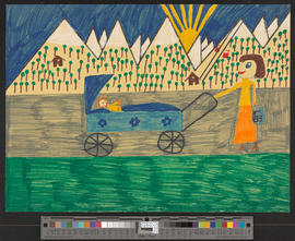 [Porträt von einer Frau mit Kinderwagen]