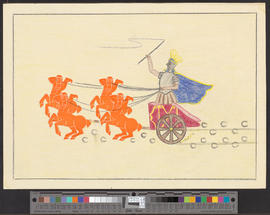Ben Hur gewinnt mit seinen vier feurigen Kentauren das Wagenrennen in Rom