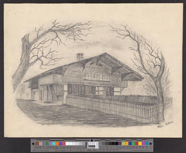 Altes Haus in Allmendingen nach Natur gezeichnet